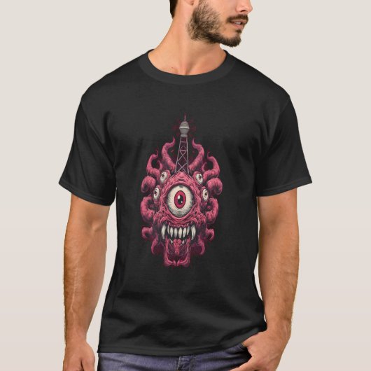 T-shirt met retro sci-fi 'Mind Control Eyeball Mon (Voorkant)