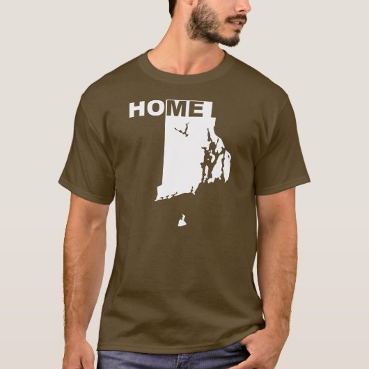 T-shirt met Rhode Island als thuis ver van huis (Voorkant)