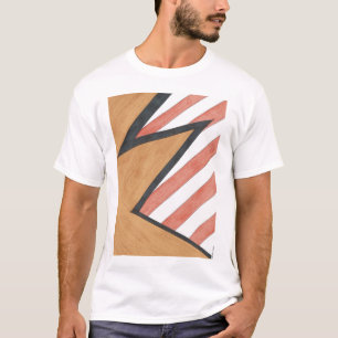 T-shirt met rode en Oranje geometrische bewegingen