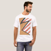 T-shirt met rode en Oranje geometrische bewegingen (Voorkant volledig)