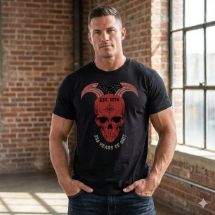 T-shirt met rode schedel en patriottische 250 jaar