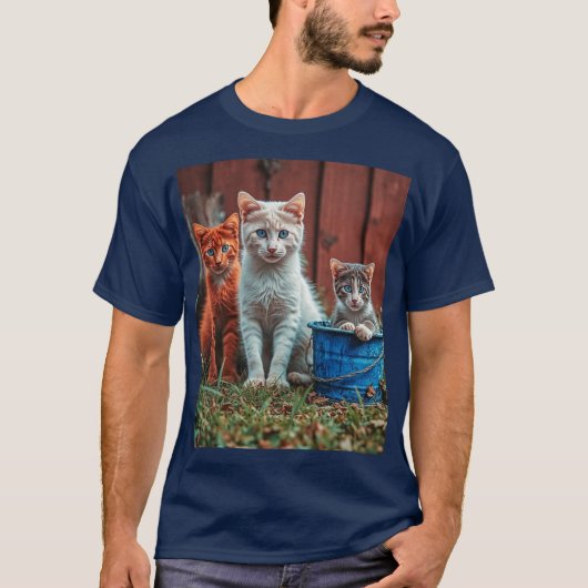 T-shirt met rode, witte en blauwe emmer (Voorkant)
