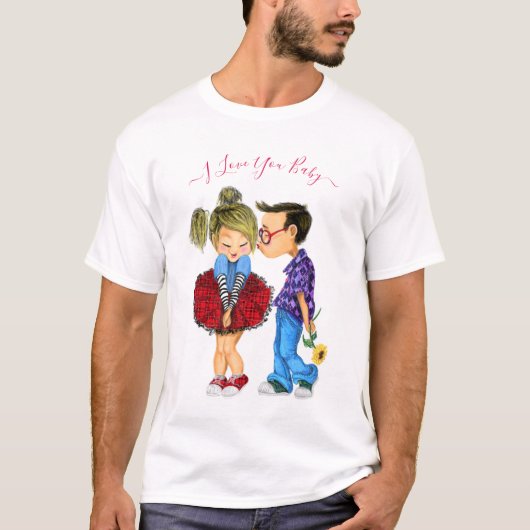 T-shirt met Romantic Couple - Ik hou van je (Voorkant)