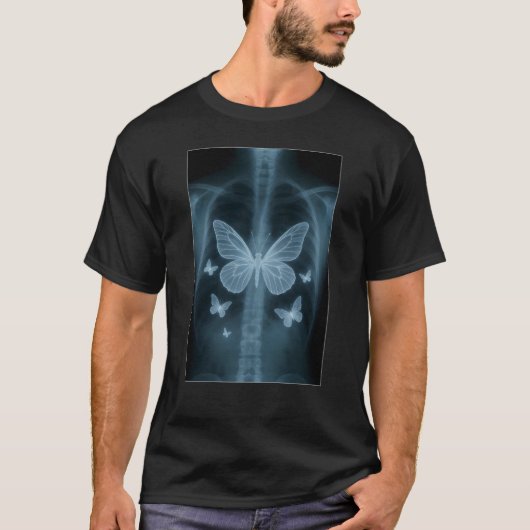 T-shirt met röntgenfoto van vlinderlongen (Voorkant)