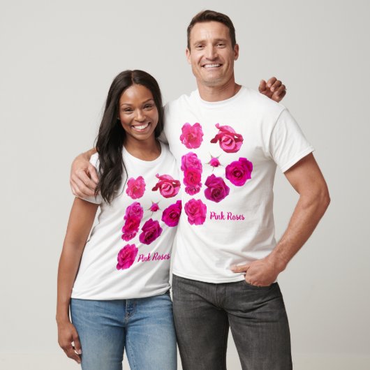 T-shirt met roze rozen (Unisex)
