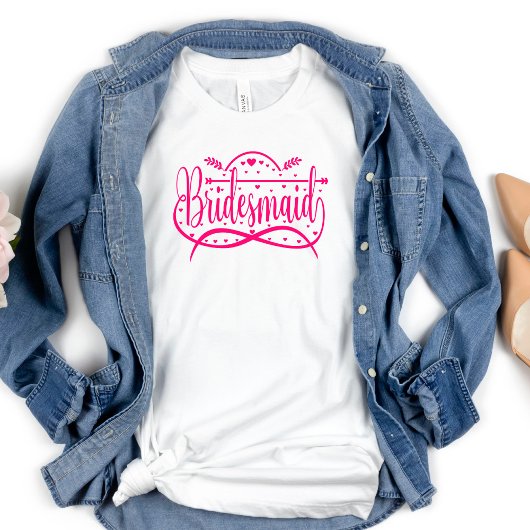 T-shirt met roze typografie voor bruidsmeisjes