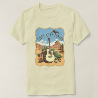 T-shirt met Sage City bandontwerp.