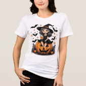 T-shirt met schattig pompoen heks motief (Voorkant)