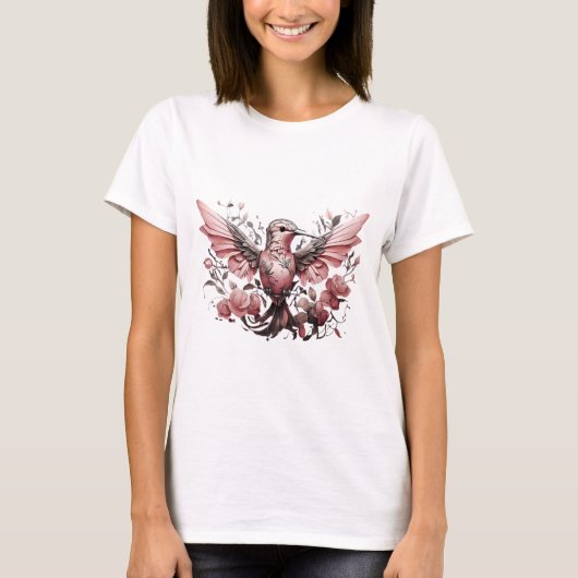 T-shirt met schattig zoemend vogelontwerp (Voorkant)