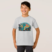 T-shirt met Schattigee Dinosaur (Voorkant volledig)