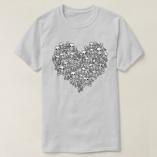 T-shirt met schedelhart-omtrek