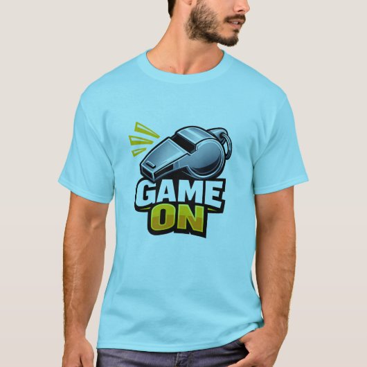 T-shirt met scheidsrechterfluitje 'Game On' (Voorkant)