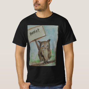 T-shirt met schilderij van protesterende uil