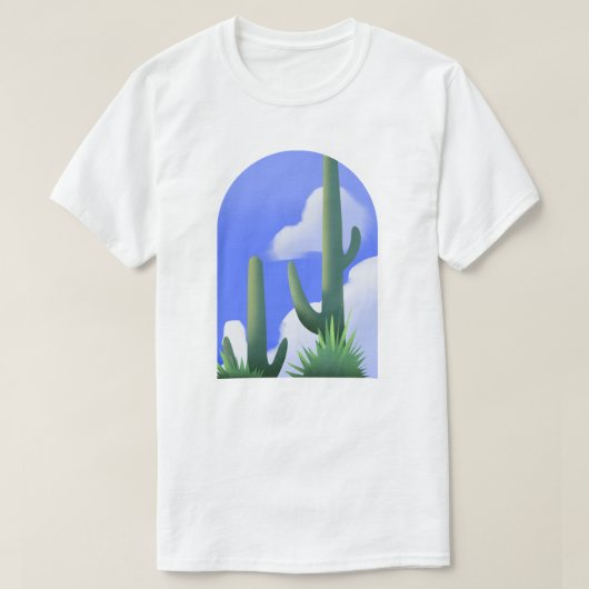 T-shirt met schildering van woestijncactus tegen b (Design voorkant)