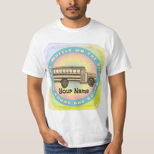 T-shirt met schoolbuswielen (Voorkant)