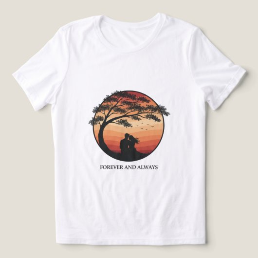 “T-shirt met silhouet van romantisch stel” Tri-Blend Shirt (Design voorkant)