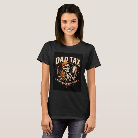 T-shirt met skelet en vaderbelasting (Voorkant volledig)
