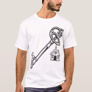 T-shirt met skelet sleutel voor nieuw huis - Antiq