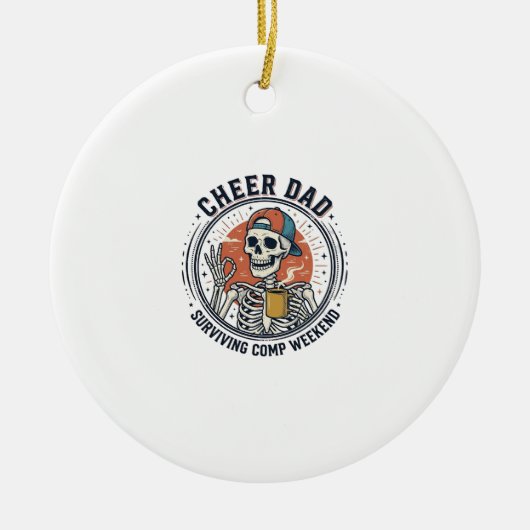 T-shirt met skelet voor vader die competitie weeke keramisch ornament (Voorkant)