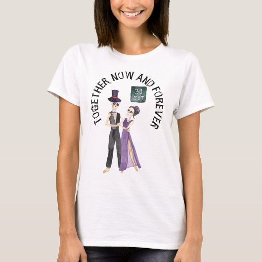 T-shirt met skeletkoppel voor altijd (Voorkant)