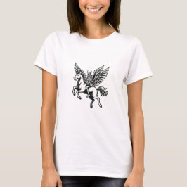 T-shirt met skeletrijder op gevleugeld paard