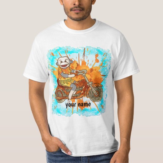 T-shirt met Sock Monkey Biker (Voorkant)