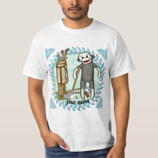T-shirt met Sock Monkey Golf (Voorkant)