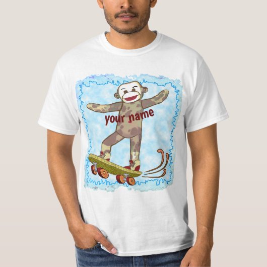 T-shirt met Sock Monkey Skater (Voorkant)