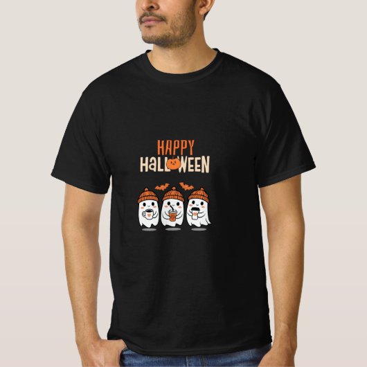 T-shirt met spookpompoen voor Halloween (Voorkant)