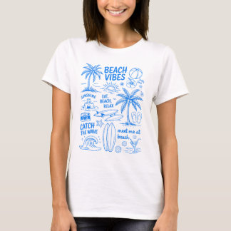 T-Shirt met strandvibes en tekeningen