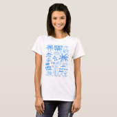 T-Shirt met strandvibes en tekeningen (Voorkant volledig)