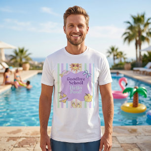 T-Shirt met strepen en 'Tot ziens school, hallo zw