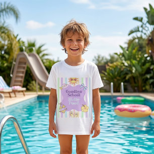 T-Shirt met strepen en 'Tot ziens school, hallo zw