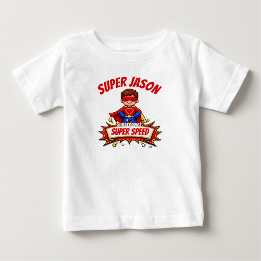 T-shirt met superheldennaam en superkracht voor ki (Voorkant)