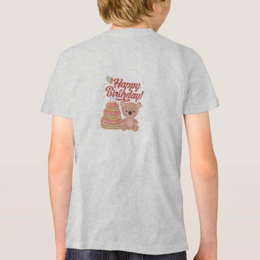 T-shirt met taart en Happy Birthday (Achterkant)