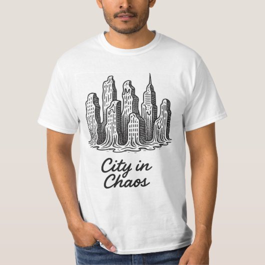 T-shirt met tekst 'City in Chaos' (Voorkant)