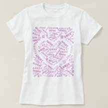 T-shirt met tekst Meertalige Liefde Word Heart