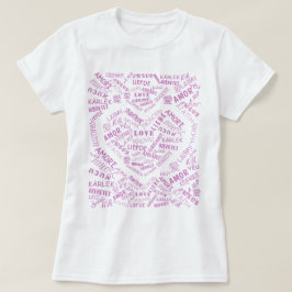 T-shirt met tekst Meertalige Liefde Word Heart