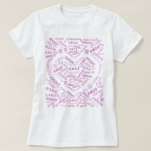 T-shirt met tekst Meertalige Liefde Word Heart