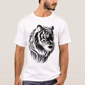 T-shirt met tijgergezicht en transparante achtergr