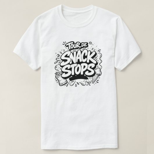 T-shirt met 'Tour de Snack Stops' tekst (Design voorkant)