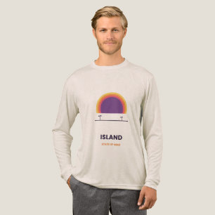 T-shirt met tropische zonsondergang en eilandgevoe