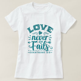 T-shirt met turkoois druipende glitters 'Liefde fa