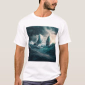 T-shirt met twee zeilboten in het storm (Voorkant)
