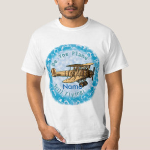 T-shirt met tweedekker vliegtuig