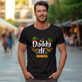 T-shirt met typografie Daddy Elf Fun Familie Match
