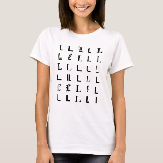 T-shirt met typografie L monogram letter mozaïek o (Voorkant)