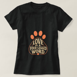 T-shirt met typografie van pootafdrukken voor hond