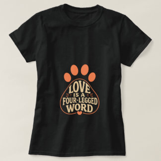 T-shirt met typografie van pootafdrukken voor hond
