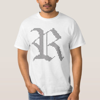 T-shirt met typografische R gotische letterontwerp